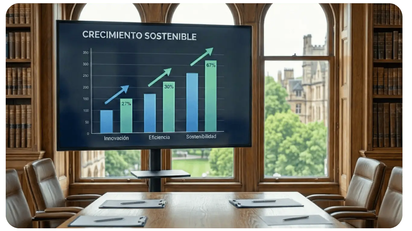 Empresaria analizando el crecimiento y la rentabilidad de su negocio a través de datos financieros